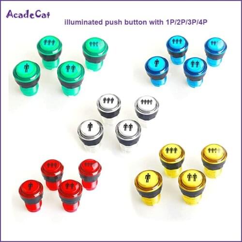 Free shipping 5V LED Illuminated Arcade Start Button 1P 2P 3P 4P Player 5 Colors For MAME Games Fight Stick Push button Switch