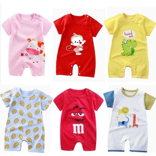 Baby Rompers Newborn Cartoon Printing Romper For Girls Short Sleeve Pajamas Baby Summer Clothes For Baby Boy From 0 to 3 Months