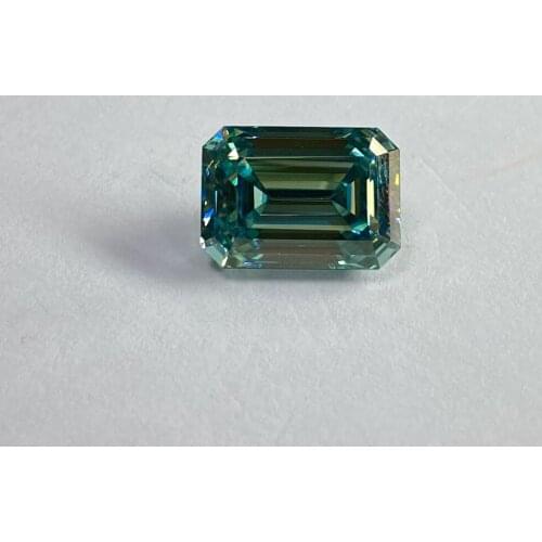 Lab Ggrown Moissanite Stone Emerald Cut 8 Carat 10x14mm Special Blue-Green Color Loose Stone Price