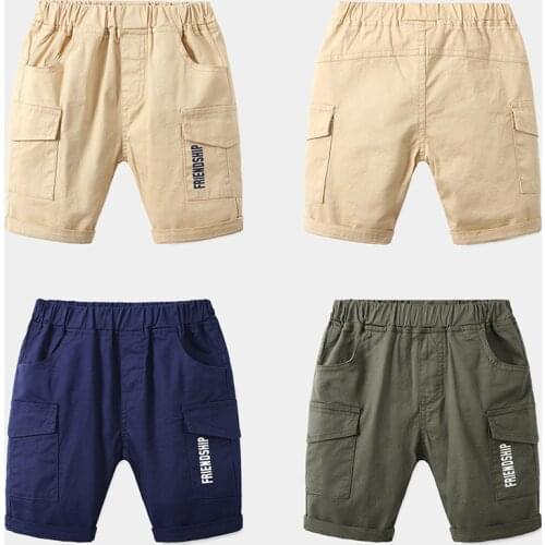 Summer Kids Baby Boy Casual Shorts Solid Color Cotton Fashion Printing Friendship Cargo Pants Baby Kids Childrens Clothing Bott