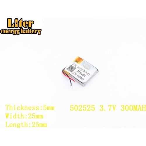 Liter energy battery 3.7V 300mAh 502525 plug Lithium Polymer Li-Po Rechargeable Battery For MP3 MP4 MP5 Lithium polymer battery