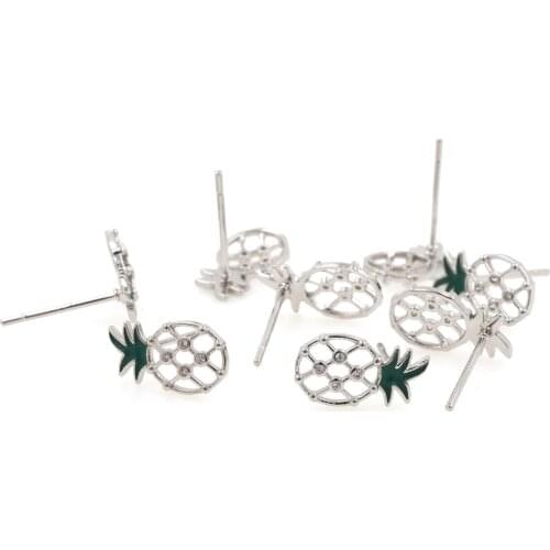 Micropavé CZ Pineapple Earrings,Sterling Silver Earrings,Geometric Jewelry,DIY Jewelry Making Accessories