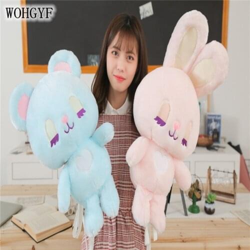 Lovely Dream Series Sleeping Teddy Blue Bear Pink Rabbit Plush Toys Baby Soft Stuffed Animal Rabbits Bear Pillow Birthday Gift