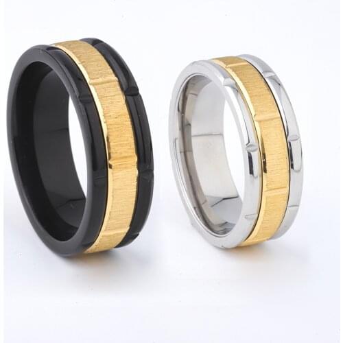 2021 Fashion Designer Mens Jewelry Rotatable Spinner Ring Classic Black Gold Color 8mm Wedding Band Round Rings Women