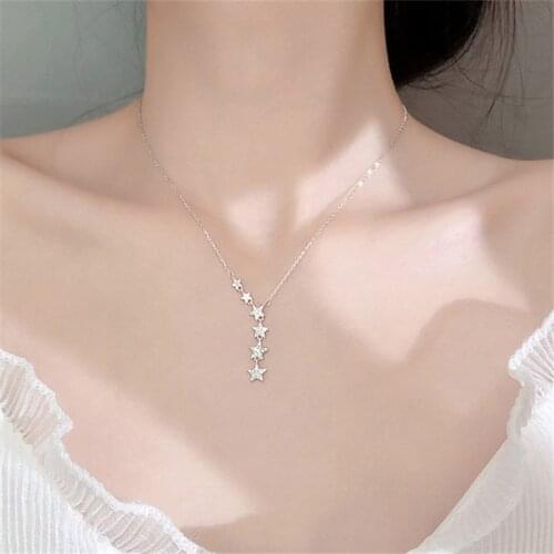 925 Sterling Silver Tassel Star Charm Necklaces & Pendants For Women Wedding Party Jewelry Chokers dz825