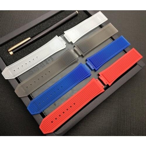 Soft Rubber Silicone transparent black blue red Watchband 25*17mm for Hublot strap for Big Bang belt watch band Bracelet Tools