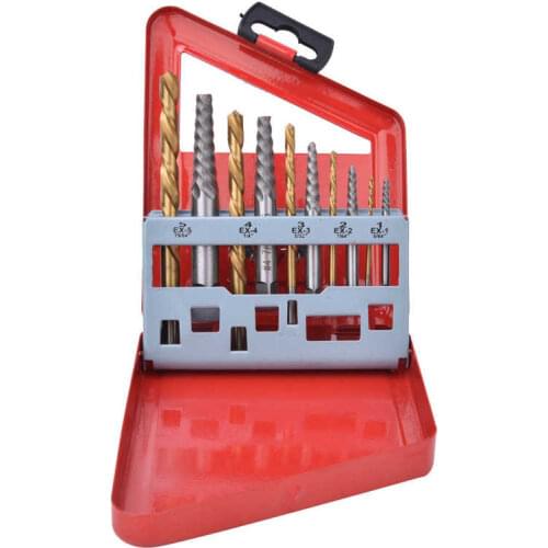 10 Pcs Drill Bit Screw Extractor Set Left Hand Titanium Plated Drill Bit Alloy Steel Screw Extractor Kits Screw Remover