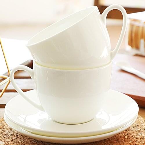 European pure white ceramic coffee cup dish set latte cappuccino flower professional mug coffee