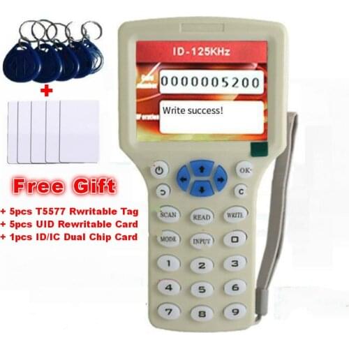 English 10 Frequency RFID Copier ID IC Reader Writer Copy M1 13.56MHZ UID Encrypted Duplicator Programmer for All 125kHz Cards