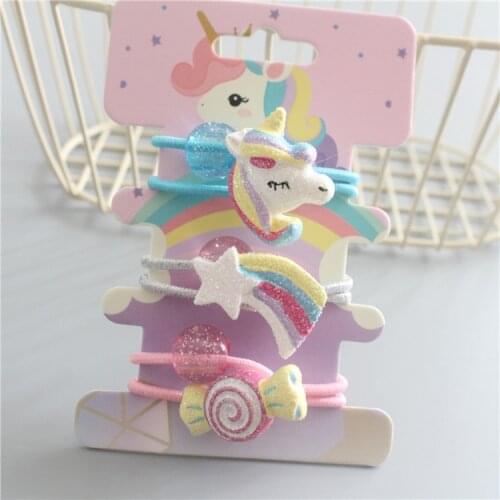 3 PCS New Cute Rainbow Candy Kids Elastic Hair Bands Baby Headdress Children Hair Ropes Girls Hair Accessories