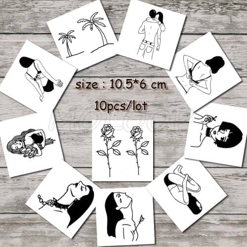 Tattoo sticker fake tatoo coconut tree flower sexy girl tatto temporary water transfer stickers for man woman sell in lot