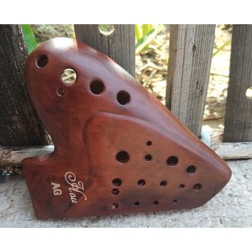 Three tubes 3-pipes AG ocarina smoked burn music instrument good sound multichamber flute alto G