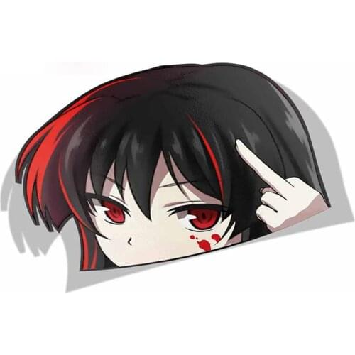 Personality Car Sticker for Akame Ga Kill Peeker Peek Anime Vinyl Car Styling Window Trunk Laptop Decal Apply To Car Window