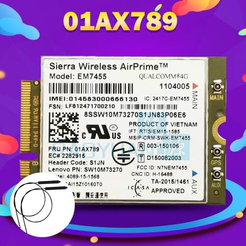 WIRCARD EM7455 FRU 01AX789 LTE 3G 4G Carte pour Thinkpad X1 carbone 5th gen X270 T470 T470S T470P T570 L570 L470 P51 P71