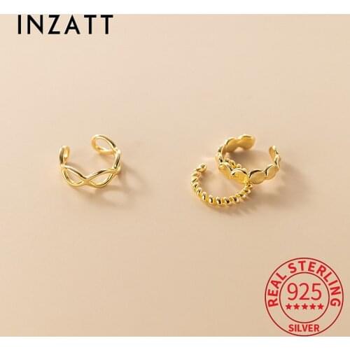 INZATT Real 925 Sterling Silver Minimalist Geometric Line Clip Earrings For Fashion Women Party Fine Jewelry Punk Accessories