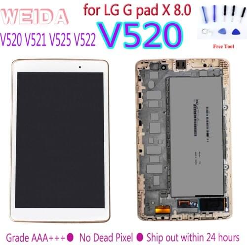 8" Lcd Display for LG G pad X 8.0 V520 V521 V525 V522 Touch Screen Digitizer Assembly Frame with free tools No Dead Pixel