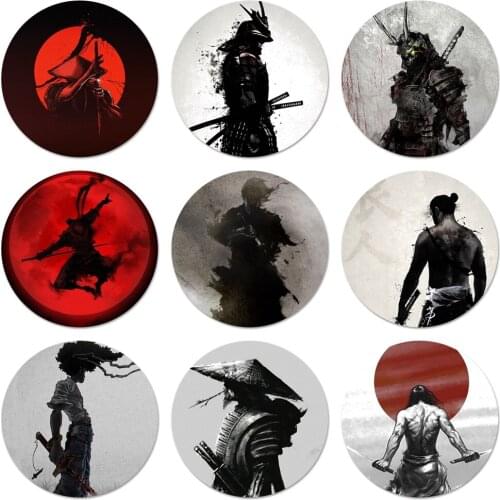 Samurai Warrior Japan soldier Icons Pins Badge Decoration Brooches Metal Badges For Backpack Decoration