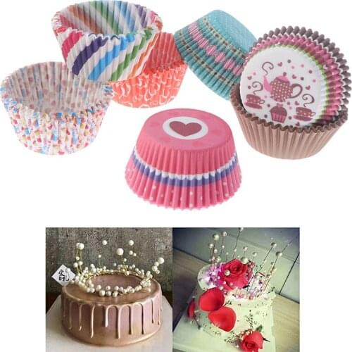 100PCS Home Tableware Disposable Cake Paper Cups Cute Party Supply Cupcake Wraps