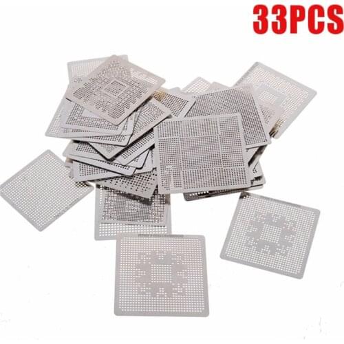 33pcs/Set Directly Heat Rework BGA Reballing Stencil Template Set Soldering Tools