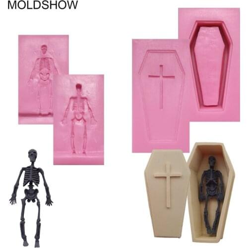 3D Halloween Skeleton Coffin sugar cake Decorating Tools silicone mold Fondant Molds Soap Candle Mold Gumpaste Chocolate Mould