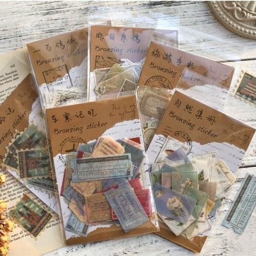 40pcs/pack Museum Series Decorative Stickers Scrapbooking Stick Label Diary Album Stationery Retro Stamp Plant Sticker