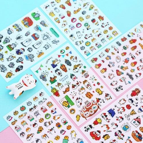 6 Sheets Cats Fun Story Paper Sticker Decoration Diy Album Diary Scrapbooking Label Sticker Kawaii Stationery