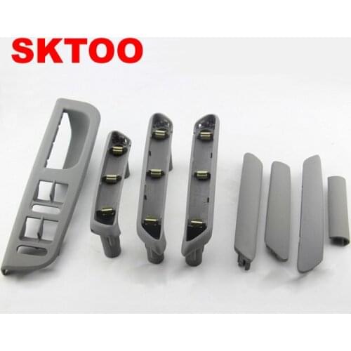 8Pcs Grey Set Interior Door Pull Grab Handle With Trim Cover For 98-2005 VW Passat B5