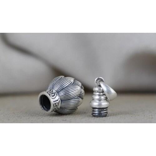 990 STERLING SILVER Cremation CASKET Ash lotus Pendant locket A5278