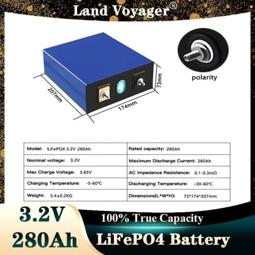 Land Voyager 3.2V 280Ah lifepo4 battery DIY 12V 24V 48V rechargeable battery pack for electric scooter RV solar storage syste