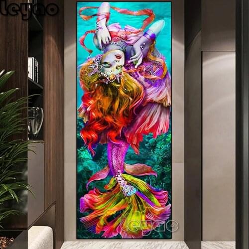 Large Diamond Painting Fantasy Color Mermaid Cross Stitch Diamond Embroidery 5D Decoration Full Square Round Drill Handmade Deco