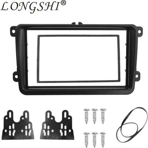LONGSHI Double Din Car Frame for VW Touran SEAT SKODA Caddy Fabia Octavia Stereo Radio DVD Dash Kit Trim Fascia panel Adapter