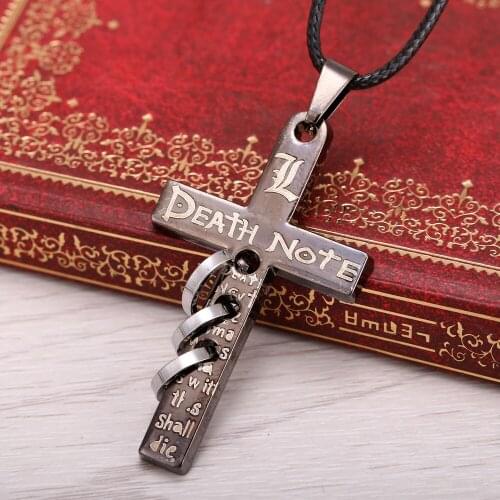 Free shipping 2020 New Cartoon Death Note Necklace Cross Pendants Rope chain for men jewelry personality pendant