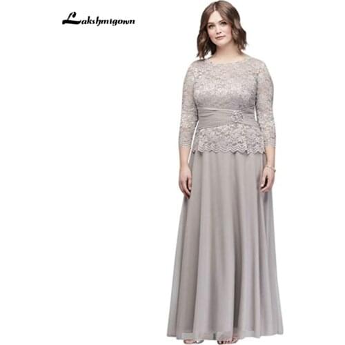 Lakshmigown Plus Size Glitter Lace Mother Of The Bride Dresses Long Sleeve Floor Length Wedding Guest Dresses mae da noiva