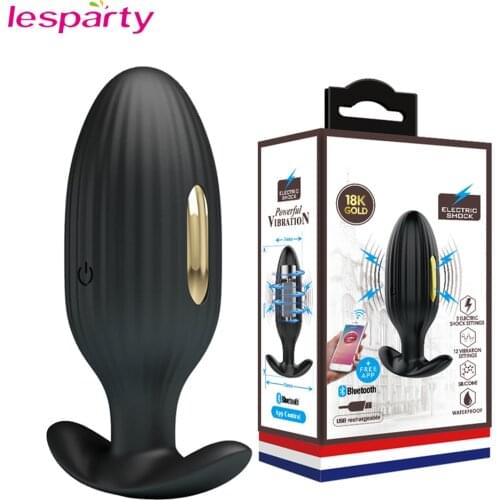 Bluetooth APP Electric Shock Anal Vibrator Butt Plugs Male Prostate Massager Vibrating Dildo Anus Dilator Sex Toys For Men Women