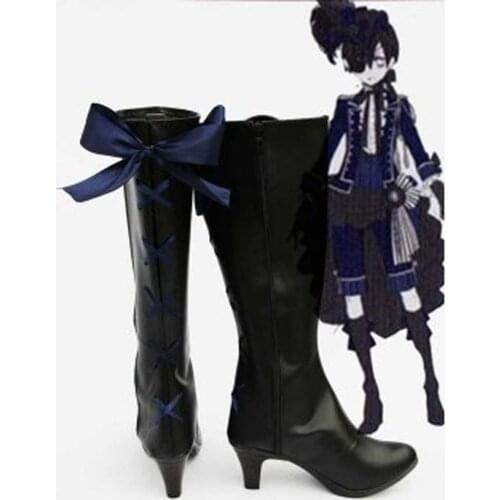 Black Butler Ciel Phantomhive Cosplay Boots Shoes Anime Party Cosplay Show Boots Custom Made for Adult Women High Heel Shoes