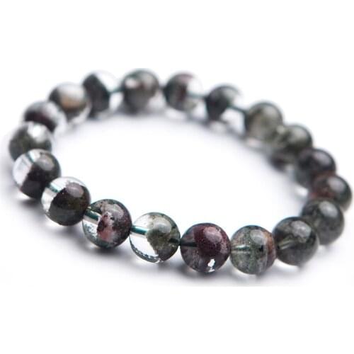 Genuine Natural Green Phantom Quartz Crystal Bracelets 10.5mm Women Men Stretch Healing Crystal Round Bead Bracelet