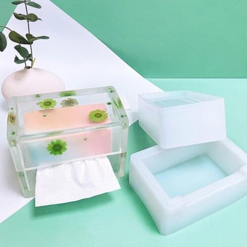 Paper Box Epoxy Resin Mold Tissue Napkin Case Silicone Mould DIY Crafts Jewelry Storage Organizer Home Decorations Casting Tools