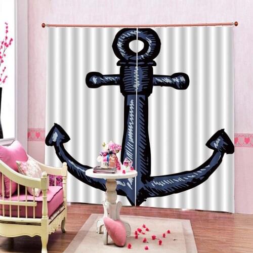 Anchor Decor 3D Shower Curtains Simple Anchor Artistic Design Security Nautical Art Living Room Bedroom