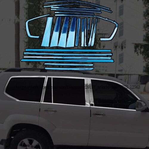 For Toyota Land Cruiser Prado Fj120 2003-2009 24pc Steel Chrome Bottom Window Frame Sill Trim Cover