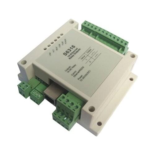 Ethernet 16 channels normal open relay output module, Modbus TCP IP and RS232/RS485 Modbus protocol