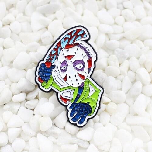 Horror movie black friday iconic mask character Jason Voorhees assassin mask brooch Fans personality gift Creative badge