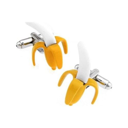 Fruit Series High-grade Cute Smashed Yellow Banana Cufflinks for Lovers Work Friend Husband and Wife Cuff Link Gift Jewelry