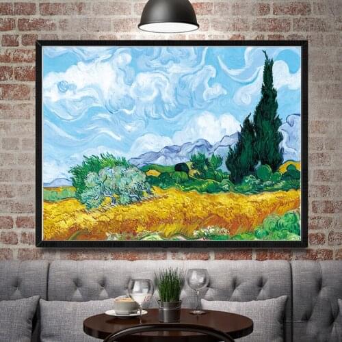 Wheat Field With Cypresses Vincent Van Gogh Art Silk Poster Decor Painting 12x16 18x24 24X32 30x40 Inch Unframed Free Shipping