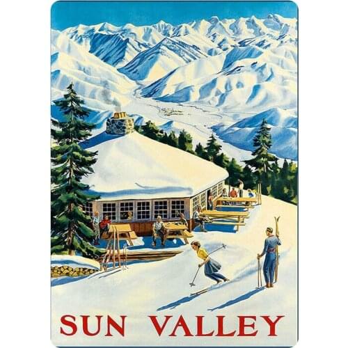 Sun Valley Round House On Baldy Mountain Art Ski Skiing Metal Tin Sign 8x12 inch / 20x30 cm