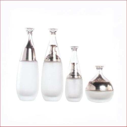 50/40/100/120ML frosted/clean Empty glass bottle/jar lotion pump Cosmetic Packing Refillable Bottles Pointed lid