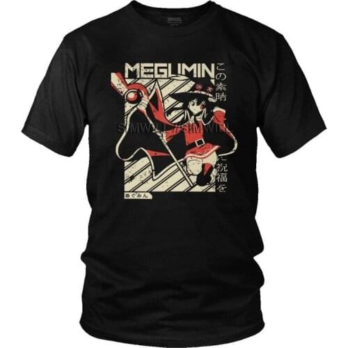 Megumin Kono Subarashii T Shirt Men 100% Cotton Print T-shirts Funny Tshirt Short Sleeve Anime Novel Konosuba Tees Tops