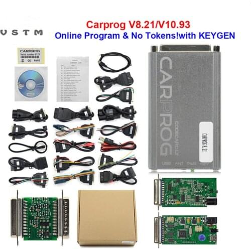 For Radio/Dash/IMMO/ECU Auto Repair Tool Newest V8.21 V10.93 Carprog Full Adapter Car Prog 8.21 with keygen Online Programmer