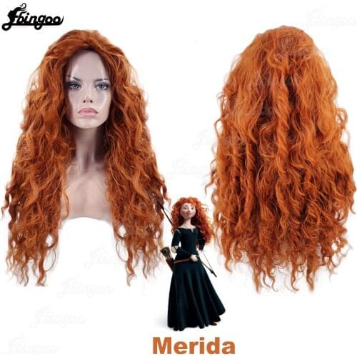 【Ebingoo】 Merida Wig Orange Wig Tinker Bell Princress Belle Ariel Rapunzel Wig Brown Red Blonde Long Synthetic Cosplay Women Wig