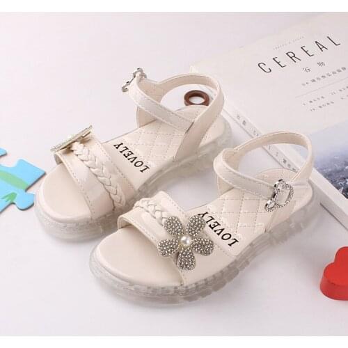 Girls Sandals 2021 Summer New Children Shoes Kids Beach Shoes Girl Sandals Princess Flats Bright Diamond Butterfly Flower Sweet