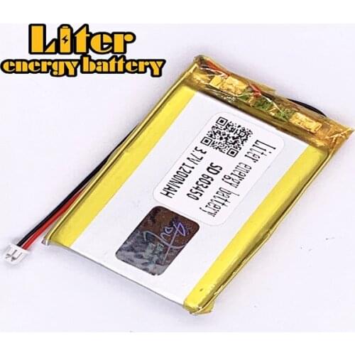 Plug 1.25-2P 3.7 V 603450 1200mah Rechargeable lipo battery solar li ion polymer lithium battery e-books GPS PDA Car recorder